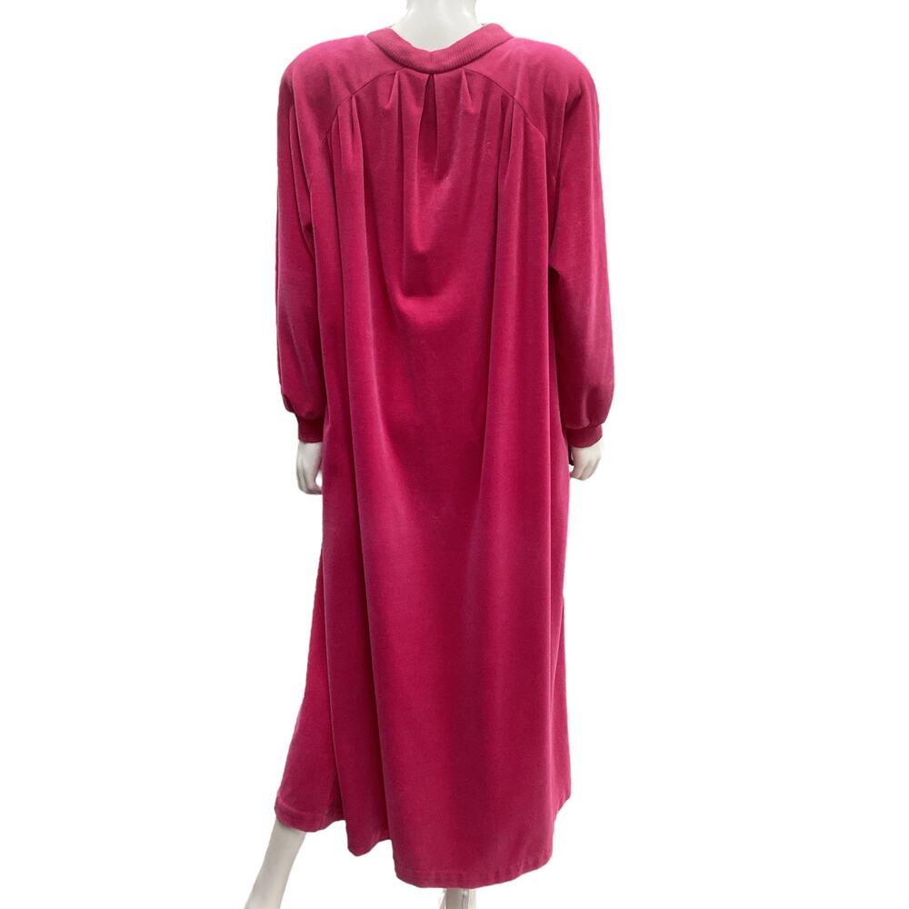 Christian Dior VTG Loungewear O/S Velvet Half-Zip w/ Dior Buttons in Hot Pink - Picture 3 of 5